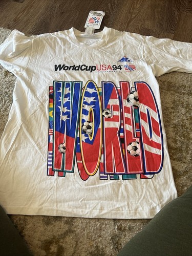 Vintage World Cup USA 94 Apex One TShirt Soccer Wrap Around New Sz L Puff Print - Picture 2 of 11