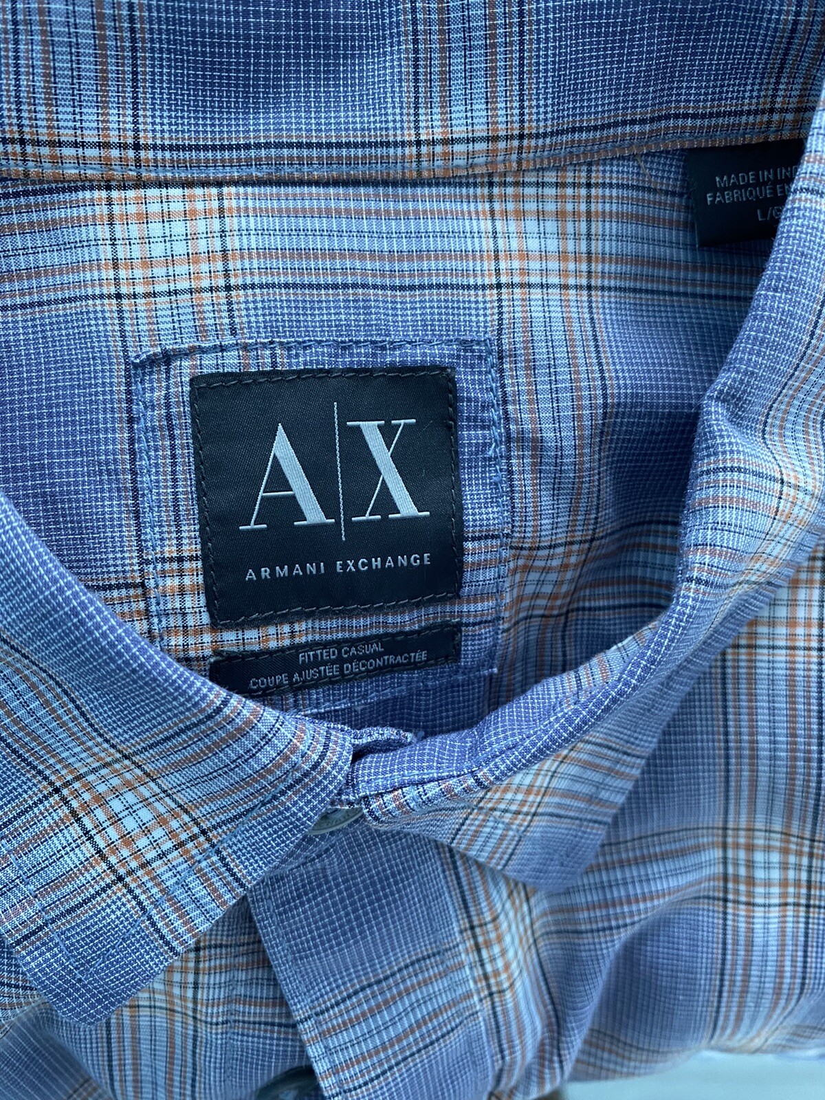 Armani Exchange Purple Plaid Large Long Sleeve Shirt eBay