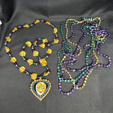 Mardi Gras Bead Masquerade Face Mask 18" Specialty Necklace New Orleans Carnival