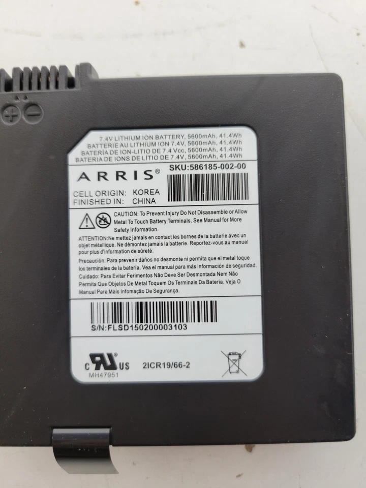 ARRIS 7.4V 5600mAh Li-ION Battery 586185-002-00 AT&T U-Verse NVG599 GATEWAY NEW - Image 3 of 4