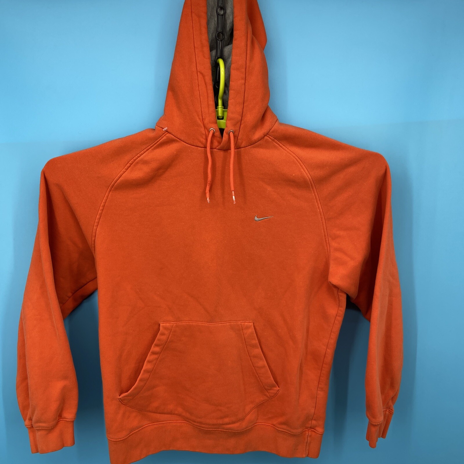 VTG Nike Sweater Mens Large Orange Hoodie Mini Swoosh Sweatshirt
