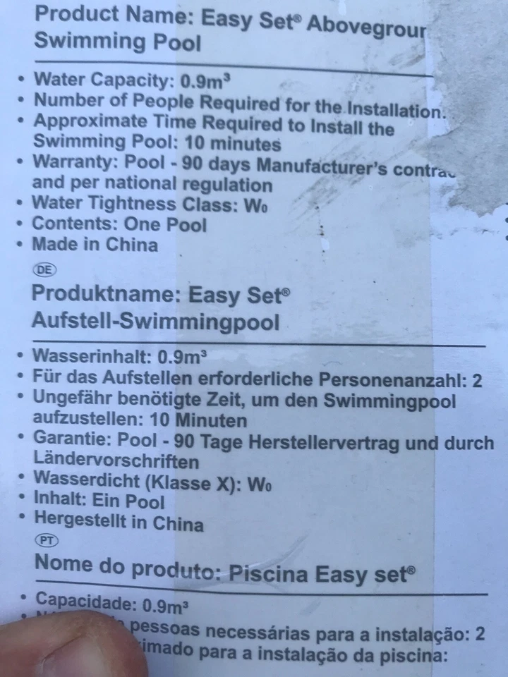 INTEX EASY SET AUFBLASPOOL 1,83x0,51M 8FT POOL AUFSTELLPOOL GARTENPOOL BADEN  - Bild 2 von 2