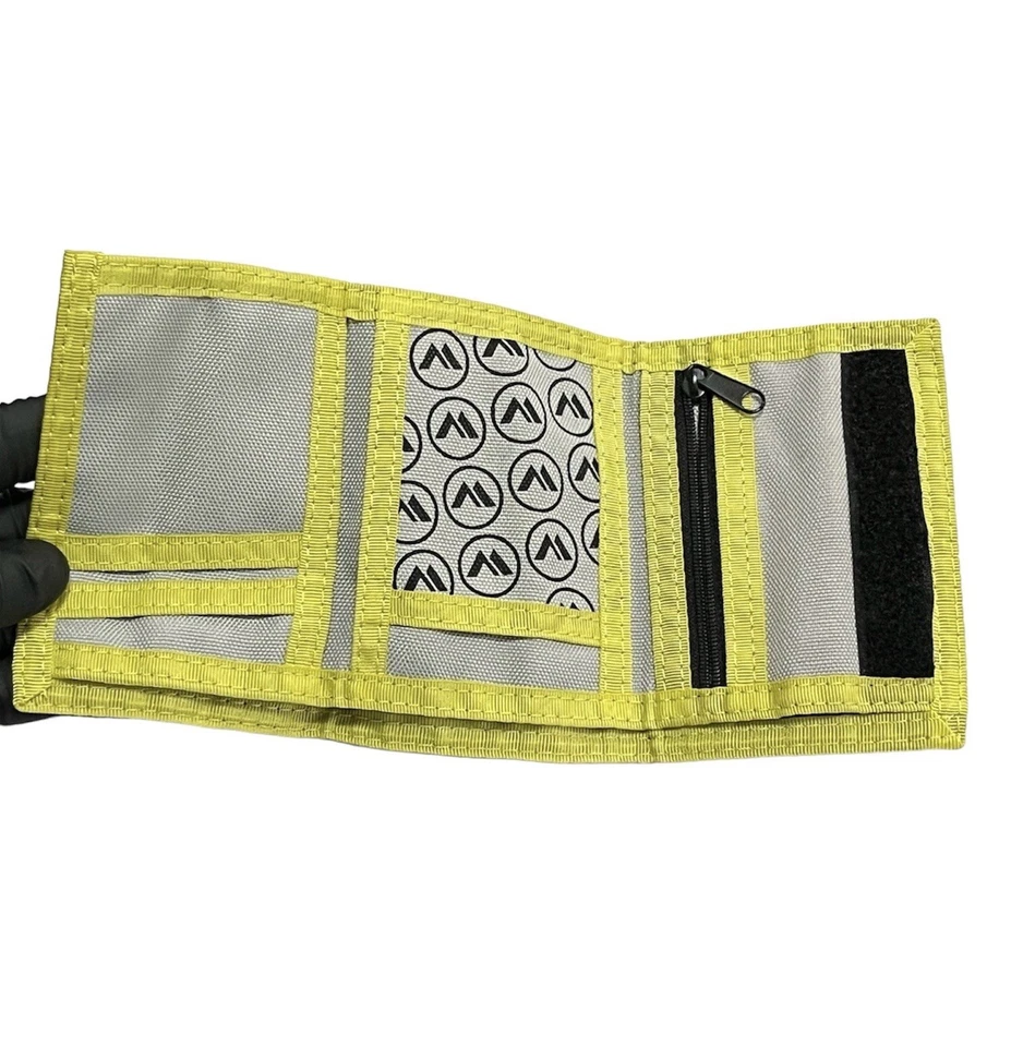 Volcom Trifold Canvas Wallet Zipper Coin Card Slots Skate Graphics Green Gray - Image 2 of 4