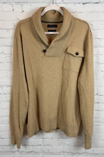 BANANA REPUBLIC men's beige merino wool blend shawl collar sweater pullover L