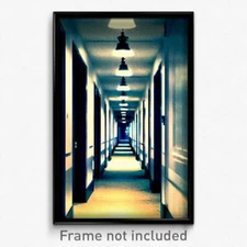 Pixel Art Poster - Cold Hallway (8 Bit Psychedelic Trippy Video Game Print)