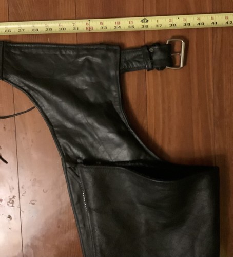 Vintage 80's Unik Ultra 100% Genuine Leather Biker Chaps Size XS - Picture 3 of 9