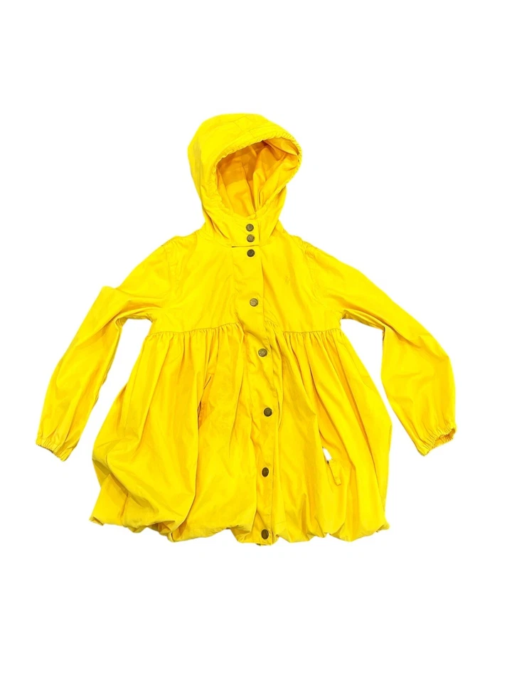 Chaqueta impermeable con capucha forrada vintage Ralph Lauren niñas 6X amarillo con volantes burbujas Foto 3 de 4