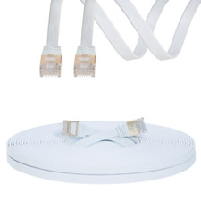 CAT7 Flat Shielded Ethernet Patch Cable U/FTP 10Gbps WHITE Network 6ft-100ft lot