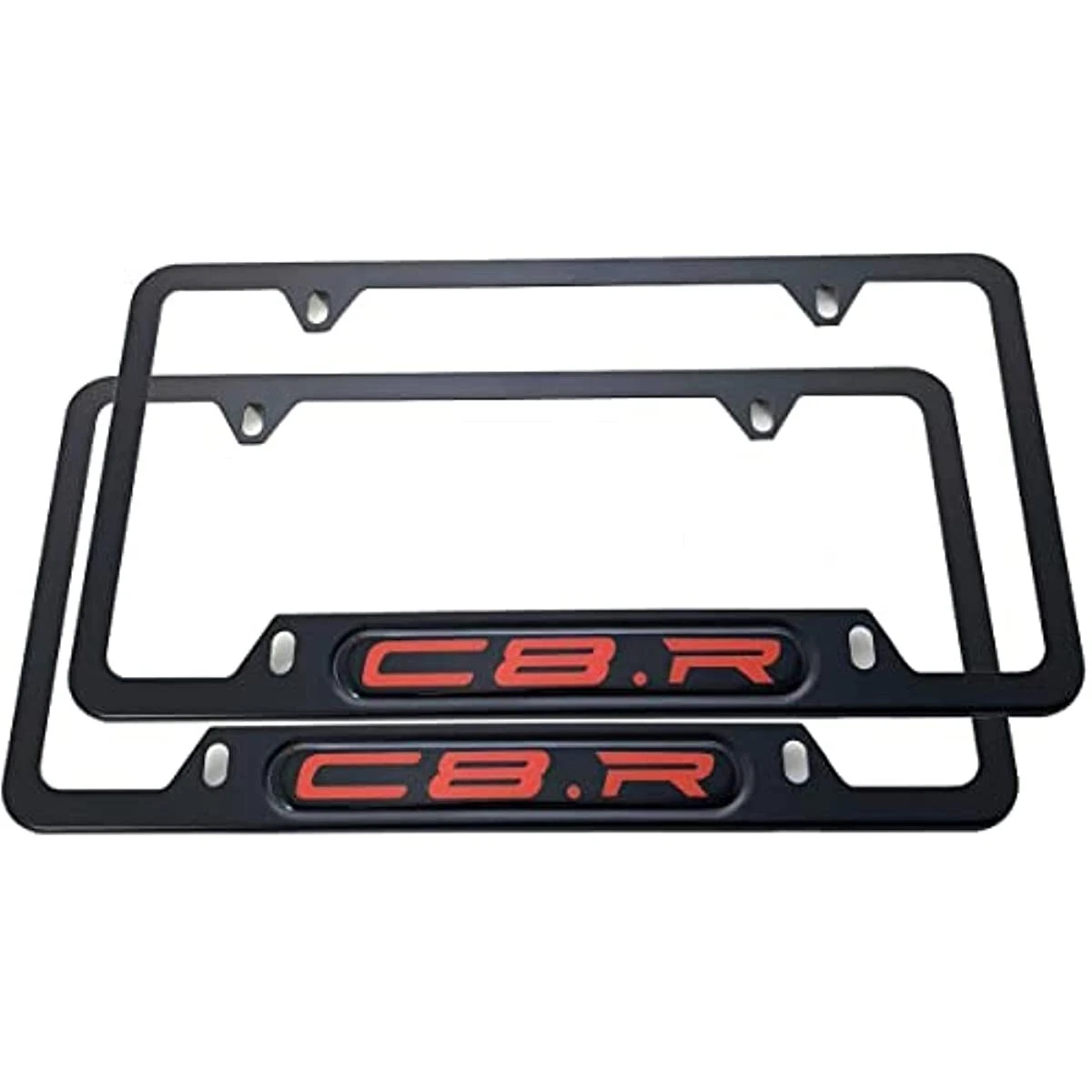 2PCS License Plate Frame Cover Stainless Steel Holders Black for