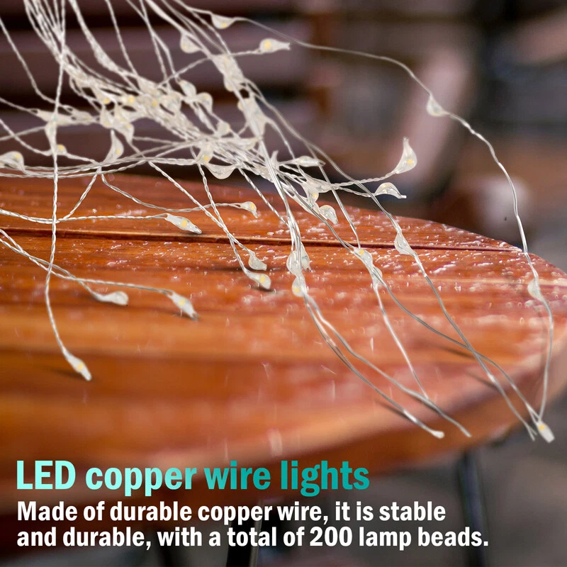 4X 120/150/200 LED Solar Fireworks Light Waterproof Path Lawn Garden Decor Lamp - Image 3 of 4