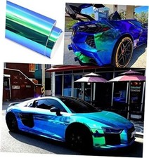 Holographic Rainbow Chrome Car Adhesive Vinyl Wrap 2.5ft x 4.5ft Peacock Blue