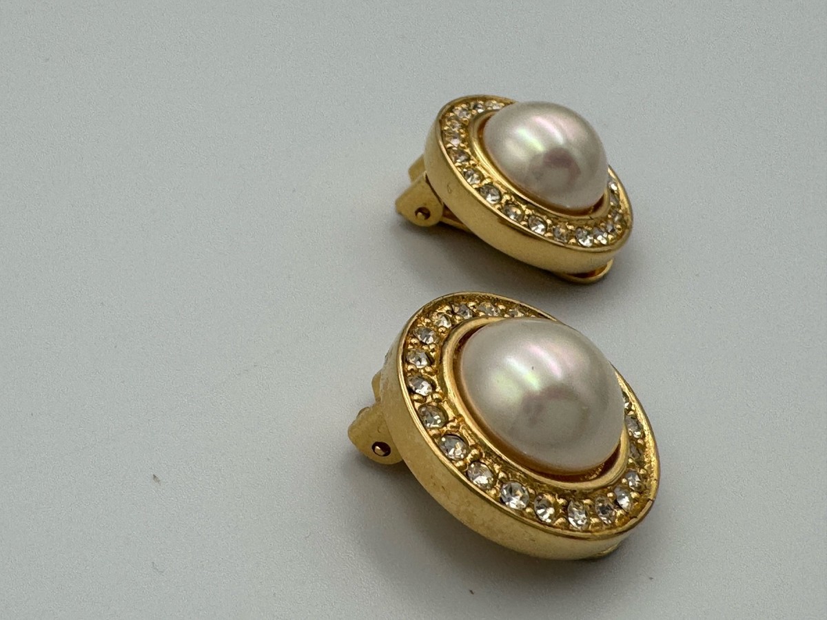 Vintage GT Christian Dior Gorgeous Faux Pearl and Clear Crystal