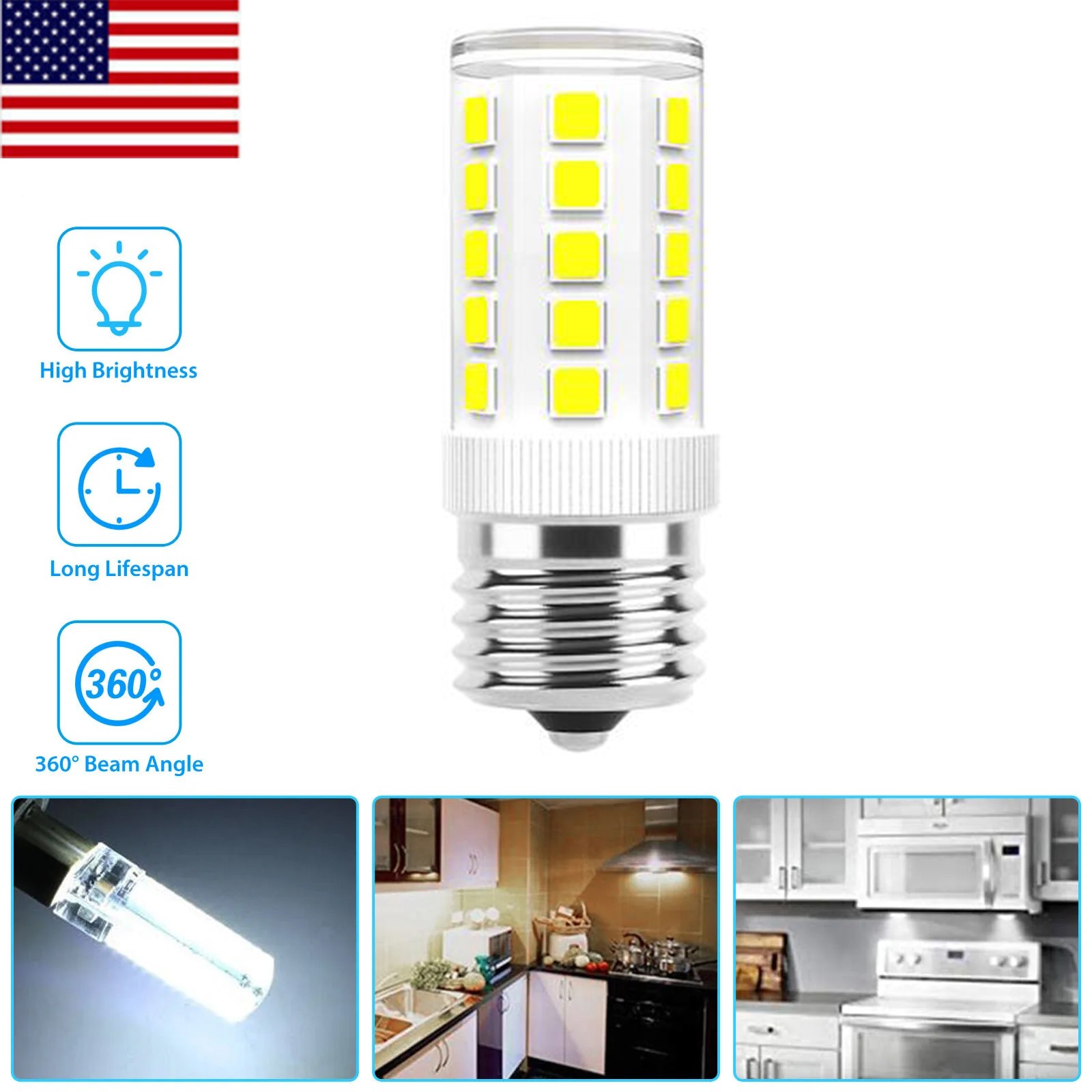 LED E17 Bulb Microwave Oven Light Dimmable 4W Natural White 