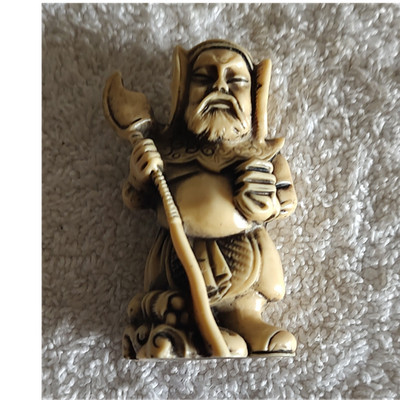 Japanese Netsuke Warrior Figure Hand Carved Collectible, Ownership History N/A