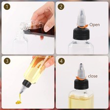 4 Pcs Oil Squeeze Bottles 3.4 OZ Empty Bottles with Twist Top Cap Plastic Liquid