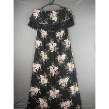 American Eagle Outfitters Black Floral Maxi Off Shoulder Dress Size Large