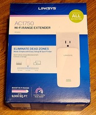 LINKSYS AC1750 Wi-Fi Range Extender RE6800 Boost Wi-Fi Range with Manuals  Box
