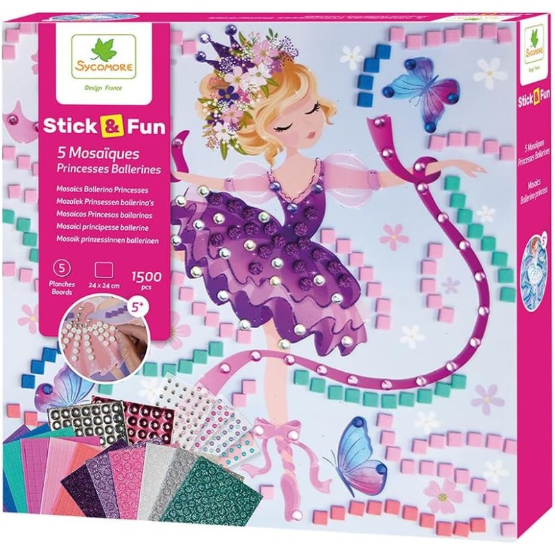 Mosaïques à coller princesses Coffret cadeau anniversaire fille 5 ans