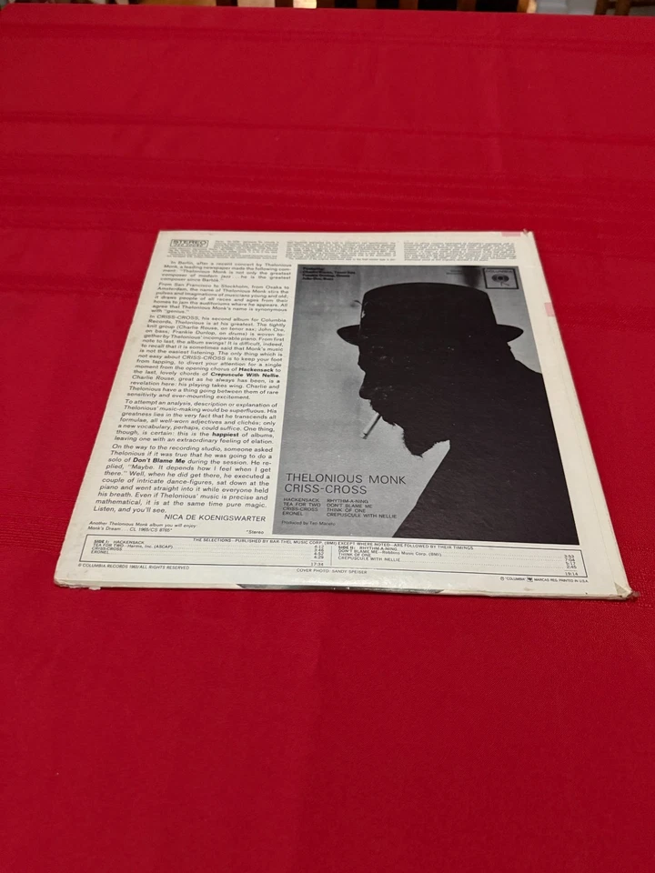 Criss-Cross by Thelonious Monk Wars Vinyl LP - Image 2 of 4
