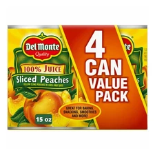 Yellow Cling Sliced peaches in 100% Juice 15 oz Can (Pack of 4) canned Fruit....
