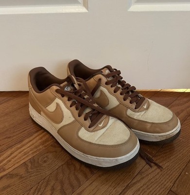 Nike Air Force 1 Low Tan & White Trainers In Acorn Men s Size 10 Mint Condition 