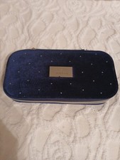 SWAROVSKI CRYSTAL BLUE VELVET JEWELRY ZIPPER CASE NWOT