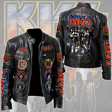 KISS Motorcycle Leather Jacket Fast Ship