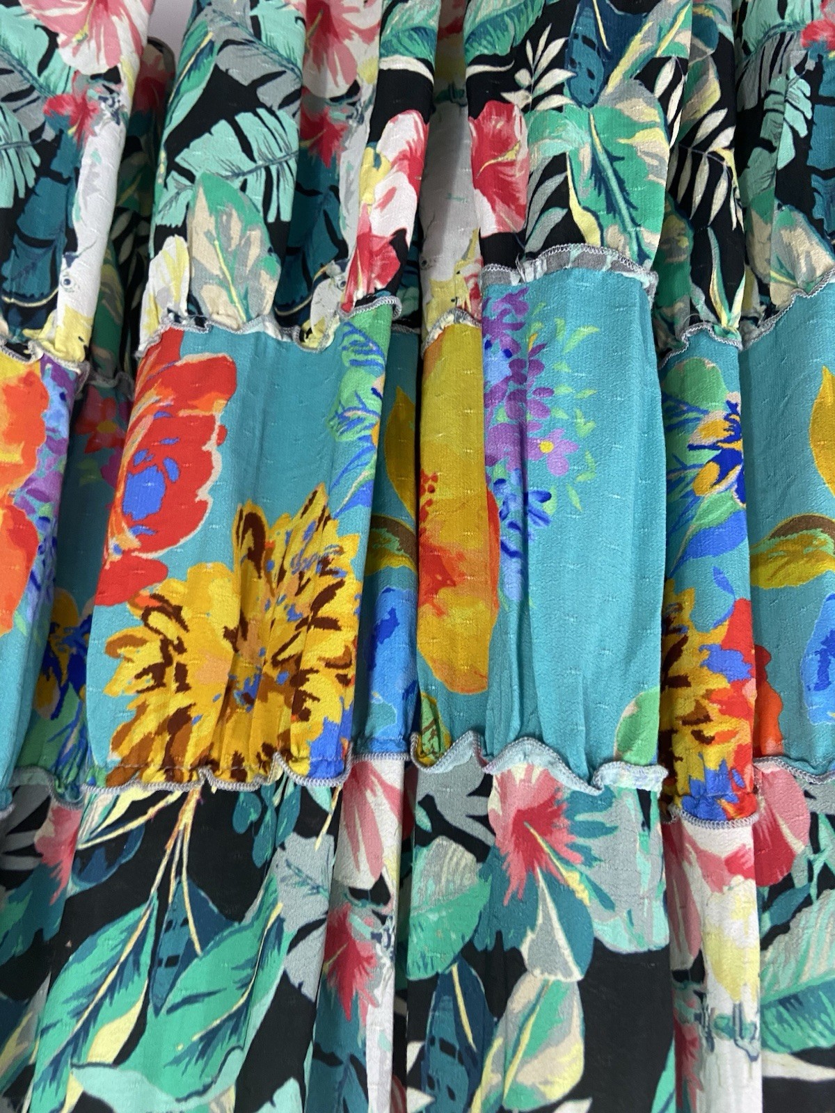 John Mark Patchwork Broom Tiered Ruffle Maxi Skir… - image 3