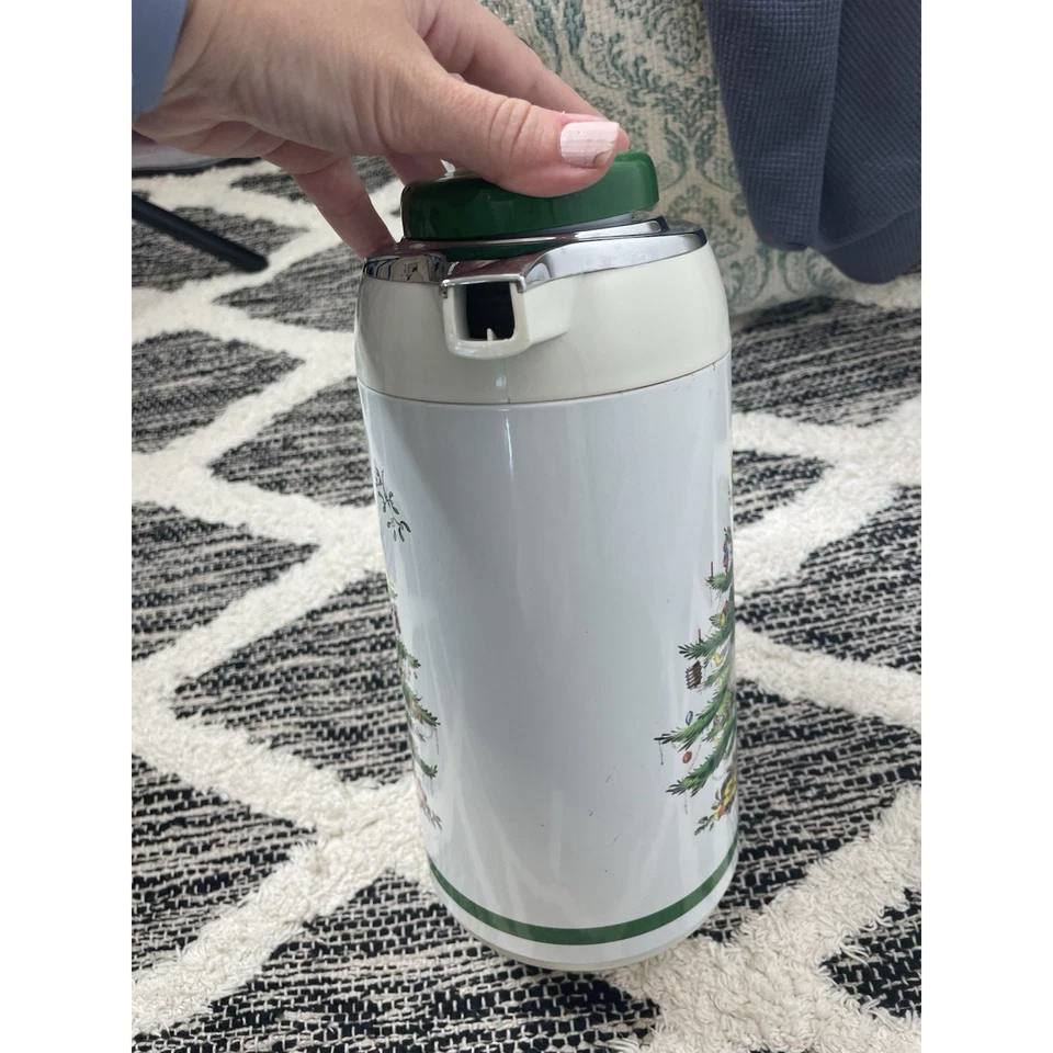 Vintage Spode Christmas Tree Thermal Carafe Thermos Pot Coffee Tea Hot Water - Image 4 of 4