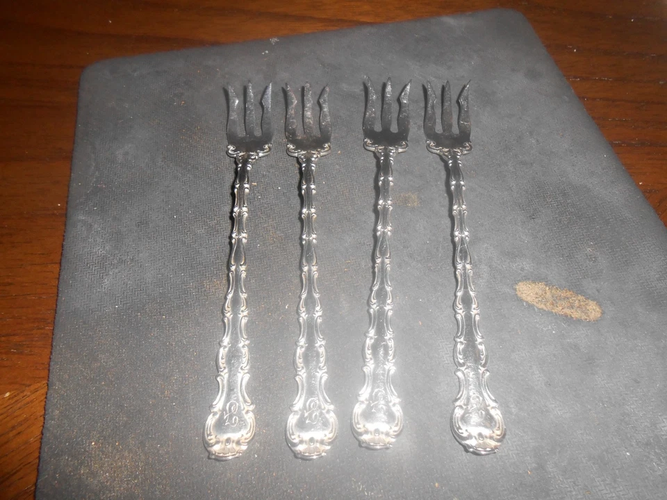 Gorham Sterling Silver Cocktail Forks 5.5" set of 4 Strasbourg - Image 2 of 4