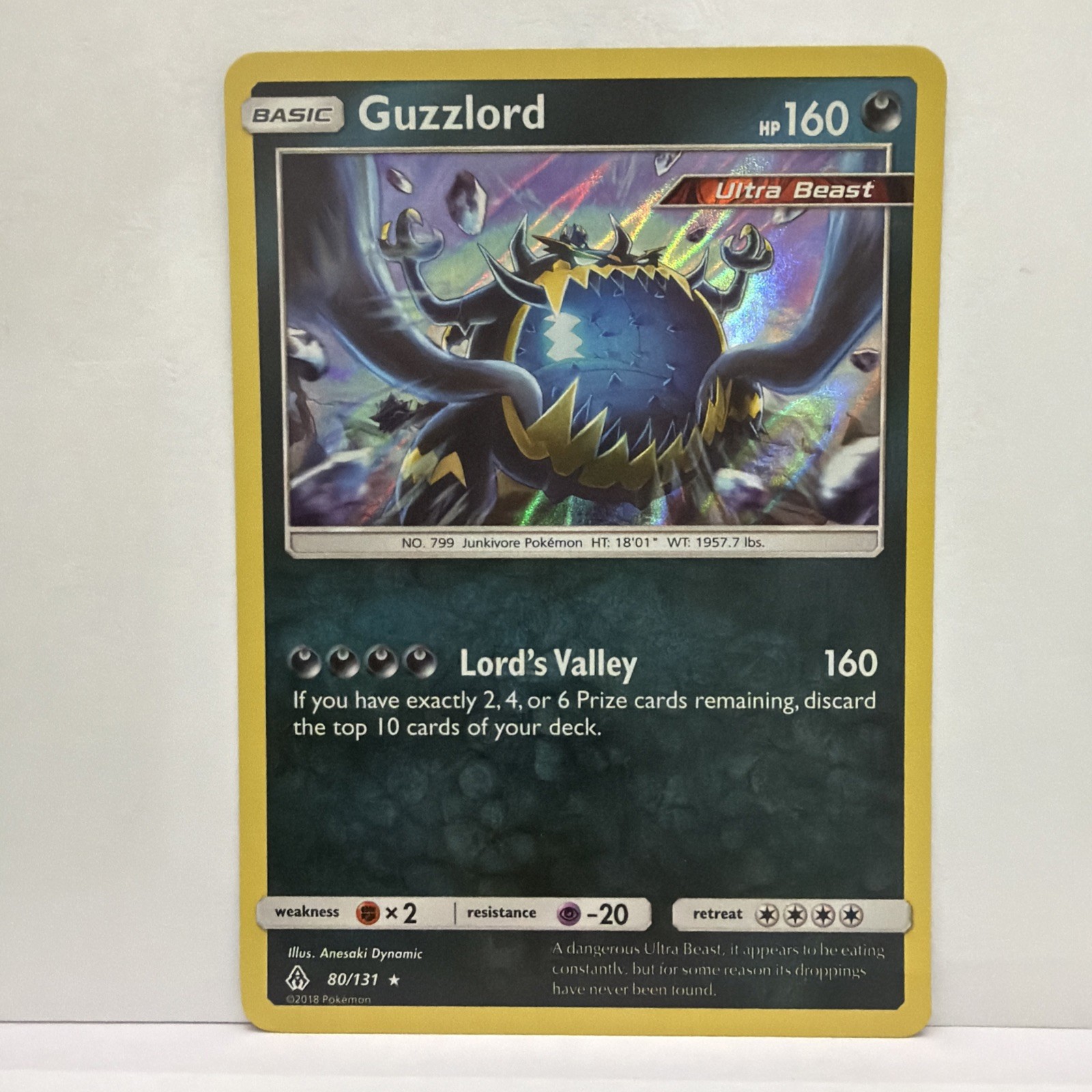 Guzzlord 80/131 Holo Rare Forbidden Light Pokemon Near Mint