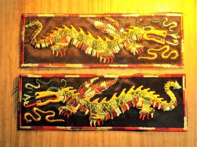 GEMSCO VINTAGE NOS USN LIBERTY CUFF PATCH (1) PAIR SILK - DRAGON Design HTF