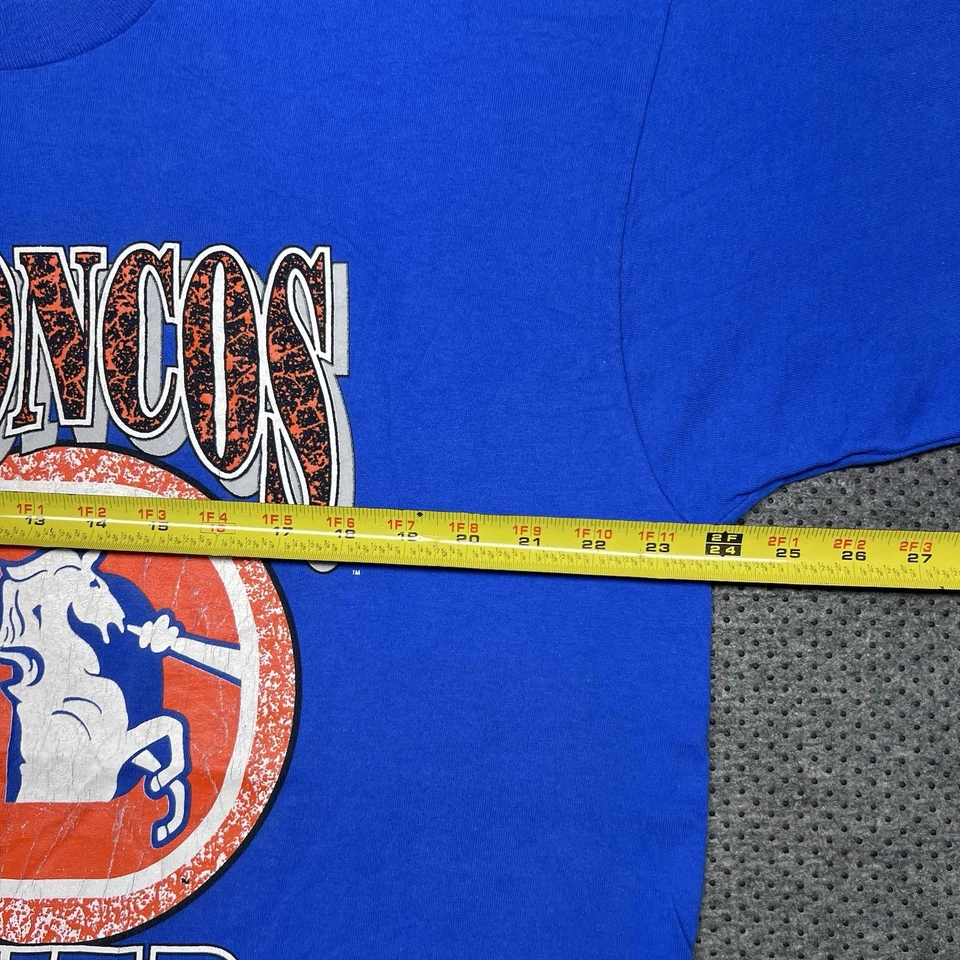 Винтажная футболка-талисман 90-х Denver Broncos футбол XL РЕДКАЯ мужская синяя сделано в США - Изображение 3 из 4