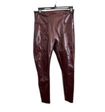 SPANX Faux Patent Leather Leggings Ruby Size Medium Petite