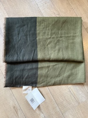 NWT Calvin Klein Two-Tone Olive & Dark Green 100% Wool Throw lightweight 50 x 70