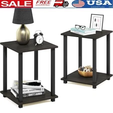 Sturdy Engineered Wood End Table Set of 2 Easy Assembly Indoor Night Stand New