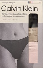 Calvin Klein 3 PACK Womens Bonded Flex SeamlessThong Panty AssortedColors Size M
