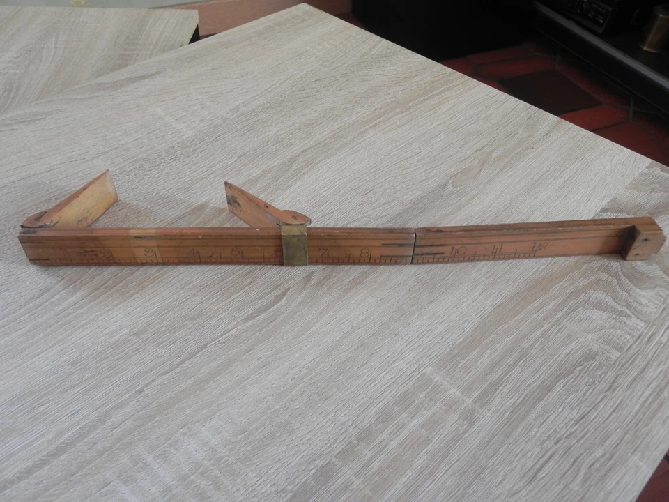 Pédimètre ancien (laiton/bois) - Mesure pieds pour cordonnier en l'état. - Photo 3/4