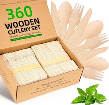 Disposable Wooden Utensils Set, Compostable Utensils, Disposable Cutlery