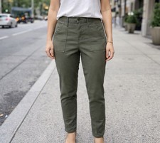 Banana Republic Cargo Utility Pants Sz 14 Ankle Army Green Straight Leg Military