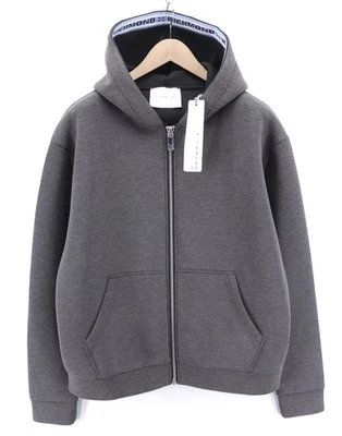 Richmond X Hommes Felpa Zip Sweat M Capuche Gris Imprimé Poches Décontracté I - Photo 1/4