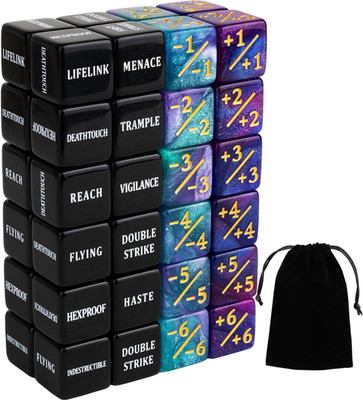 48 Pieces Keywords MTG Dice Counters plus 1 Life Counter Dice Abilities Creature