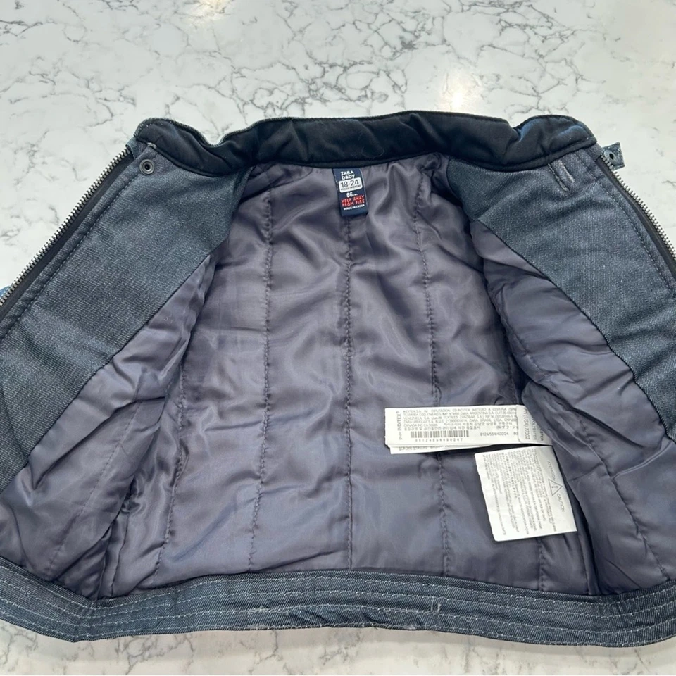 Детское пальто Zara в джинсовом стиле на молнии для малышей 18-24 месяцев - Изображение 3 из 4