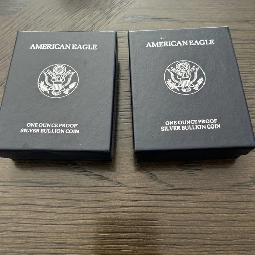(2 coins) 1998-P Proof American Silver Eagle Dollar $1 Box & COA US Mint Bullion