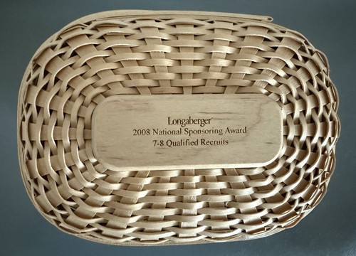 Longaberger National Sponsoring Award 7-8 Qualified Recruits- Basket & Lid - Picture 2 of 5