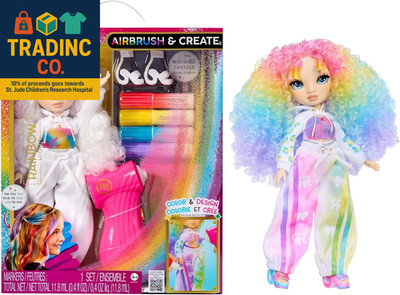 Air Brush & Create DIY Fashion Doll with Airbrush Marker Kit, Washable Rainbow M