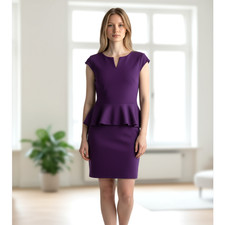 Alice + Olivia Purple Jersey Cap Sleeve Peplum Dress Size 2 Office Career