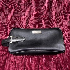 Authentic BURBERRY Vintage Nylon Leather toiletry Bag Black Unisex