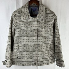 Pendleton Women  s Large Aztec Woolen Mills Full Zip Jacket Gray Virgin Wool