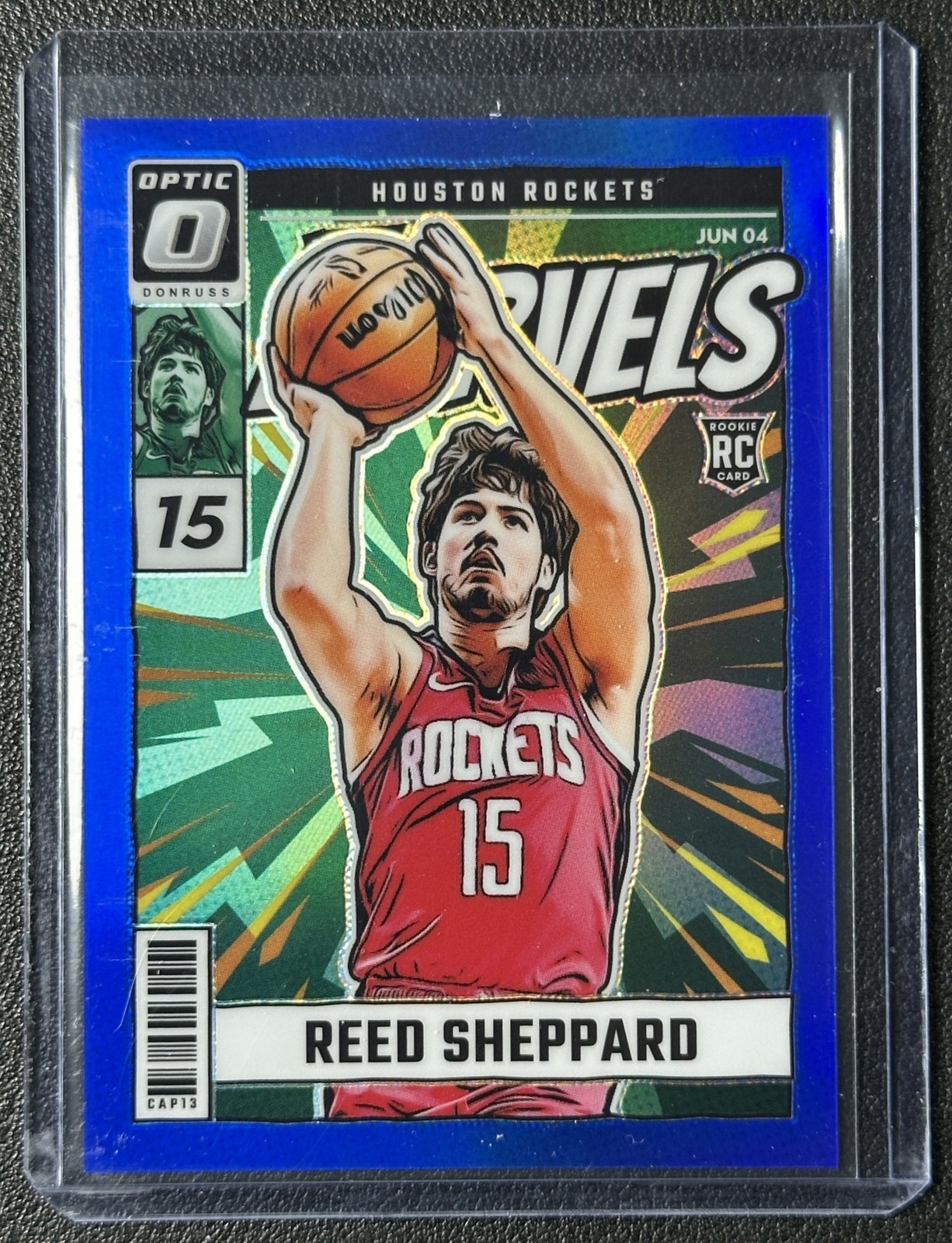 REED SHEPPARD 2024-25 PANINI DONRUSS OPTIC #4 ROOKIE NET MARVELS BLUE PRIZM 8/49
